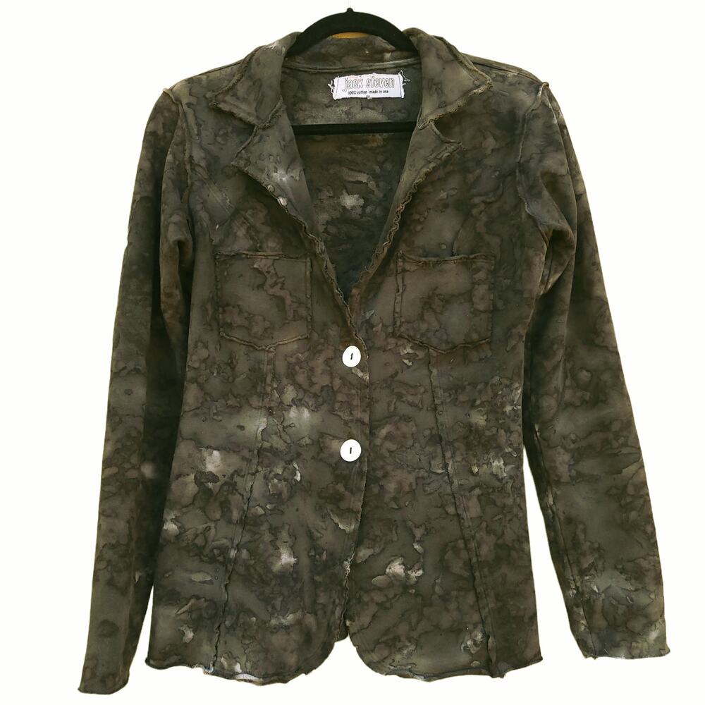 Jack Steven Jacket Tie Dye Deconstructed Distressed Gray Size Medium